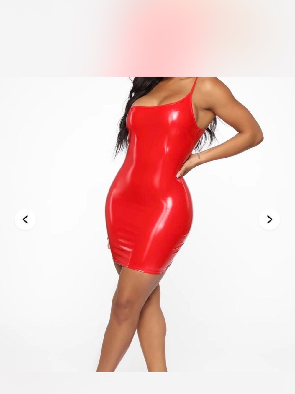 Fashion Nova Red Latex-Look Bodycon Mini Dress